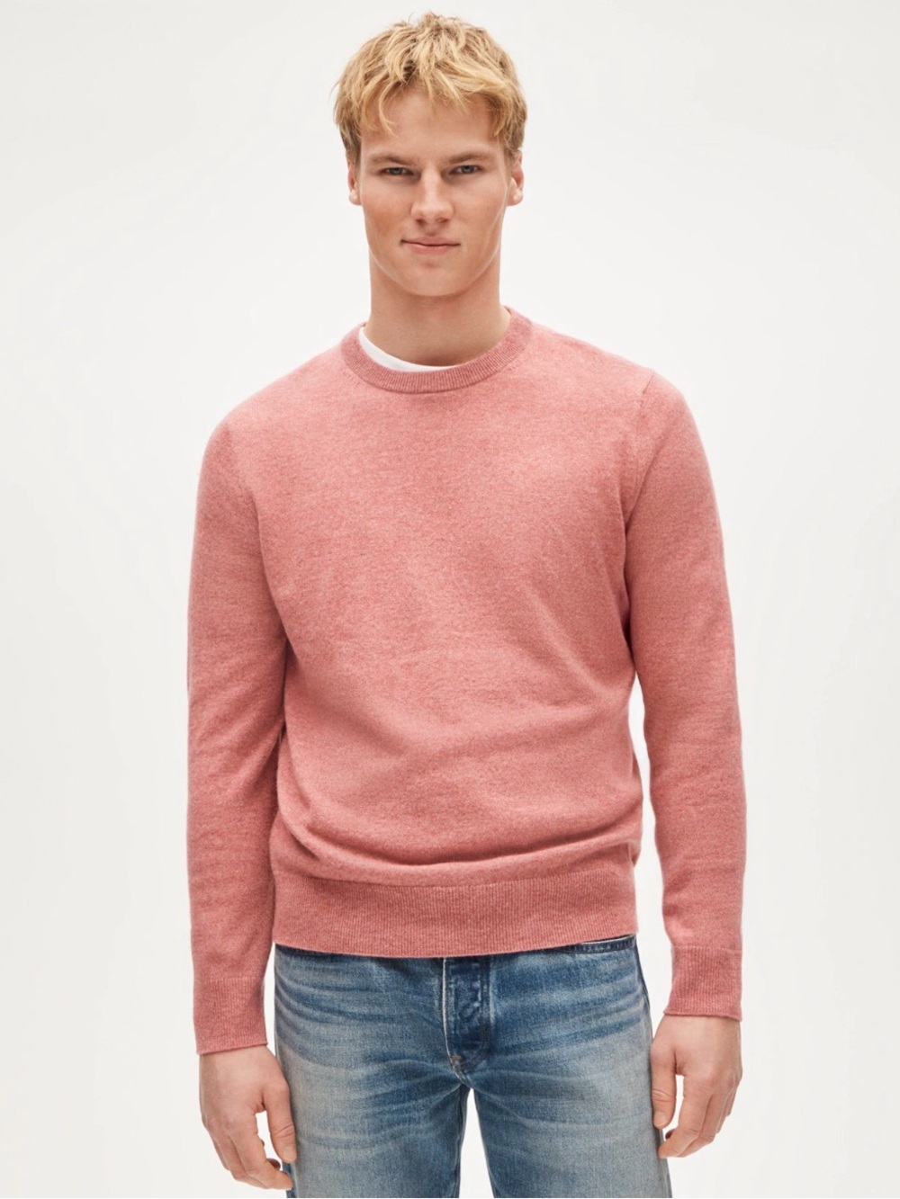 J.Crew Men’s 100% Cashmere Crewneck Sweater Heather Dusty Rose M NWT